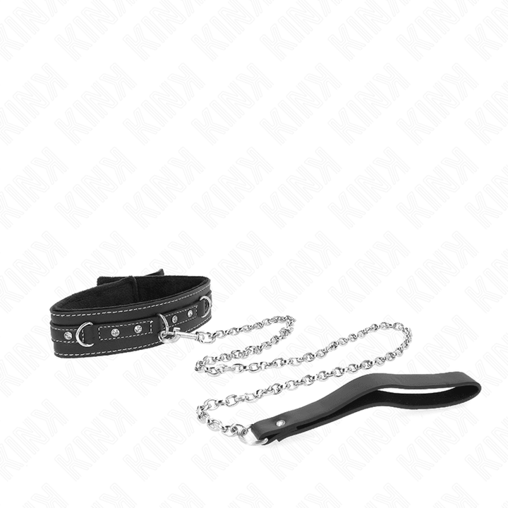 KINK - PVC LEDER HALSKETTE MIT GÜRTEL 105 CM STRASS NIETE 41,5 - 4 CM - INTIM SPACE Online Sexshop