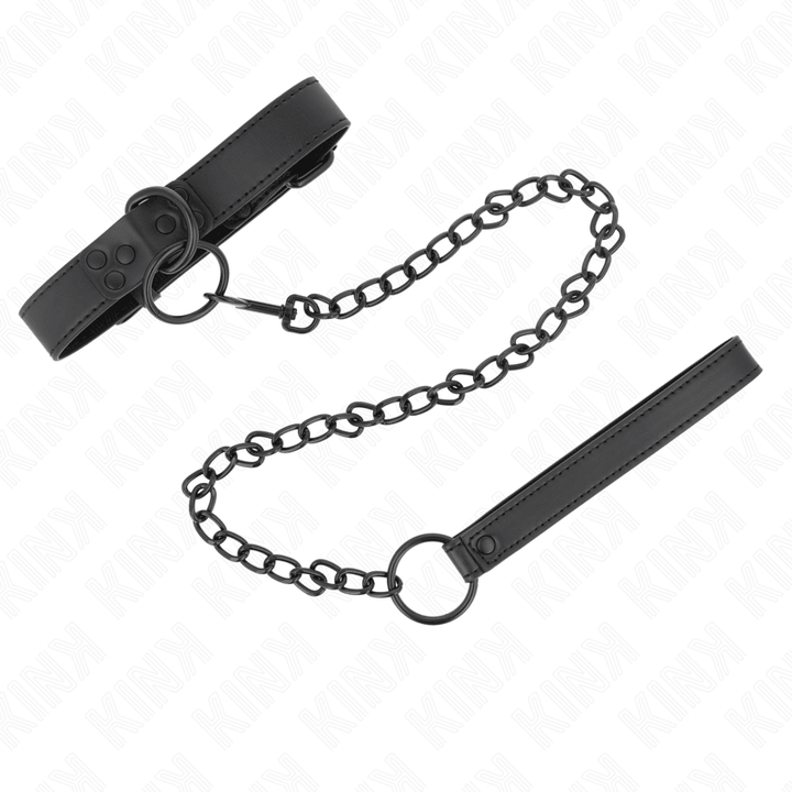 KINK - HALSBAND MIT DUNKLER LEINE 65 CM VERSTELLBAR 37-54 CM - 3 CM - INTIM SPACE Online Sexshop