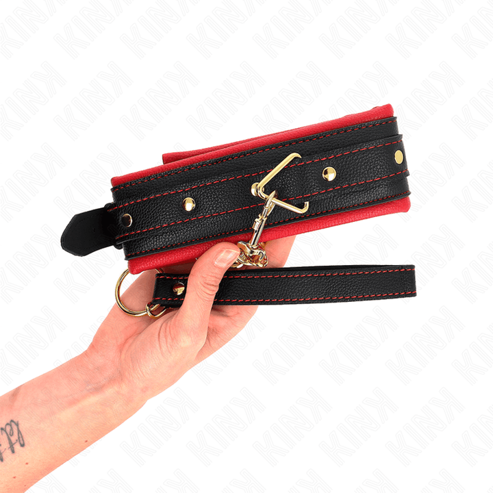 KINK - HALSBAND MIT LEINE AUS EINFACHER STOFF, VERSTELLBAR 33-48 CM - 5,7 CM - INTIM SPACE Online Sexshop