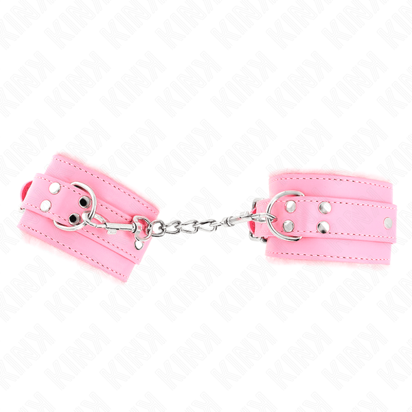 KINK - PELZGEFÜTTERTE HANDGELENKFESSELN ROSA MIT ROSA GÜRTEL VERSTELLBAR 17-29 CM - 6 CM - INTIM SPACE Online Sexshop