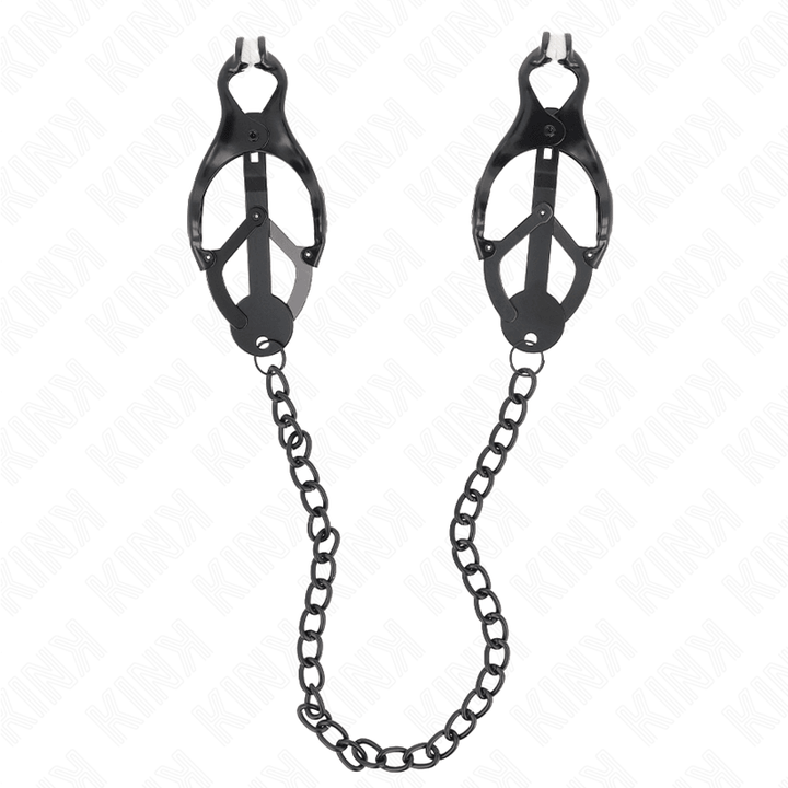 KINK - JAPANISCHE KLEEBLATT-NIPPELKLAMMERN MIT KETTE SCHWARZ 30 CM - INTIM SPACE Online Sexshop