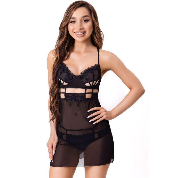 LIVCO CORSETTI FASHION - MAIA 20247 BABYDOLL - TANGA SCHWARZ S/M - INTIM SPACE Online Sexshop