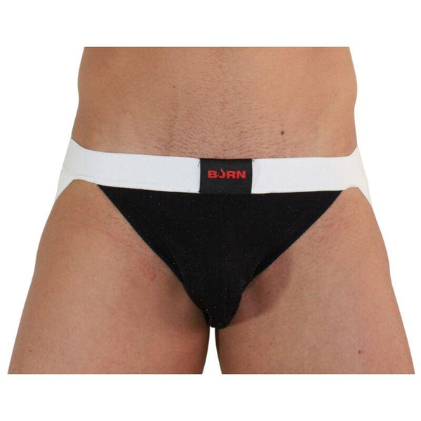 BURN - 004 JOCK GLÄNZEND SCHWARZ - WEISS XL - INTIM SPACE Online Sexshop