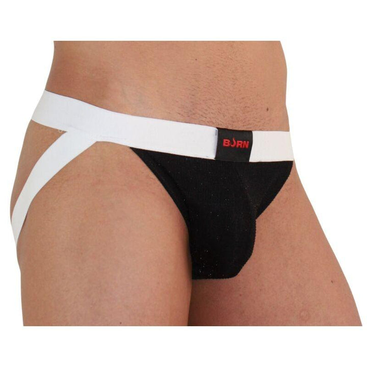 BURN - 004 JOCK GLÄNZEND SCHWARZ - WEISS XL - INTIM SPACE Online Sexshop