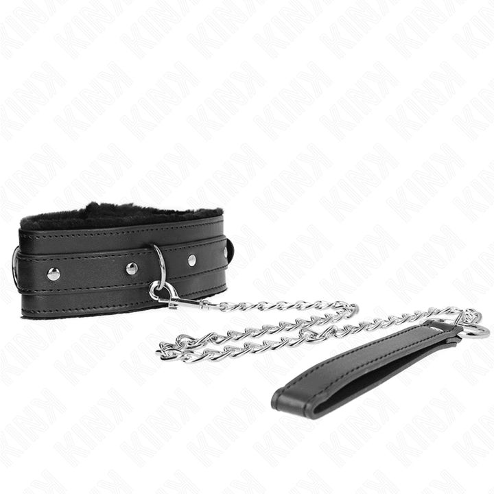 KINK - HALSBAND MIT LEINE 65 CM MIT EINSCHRÄNKUNGEN SCHWARZ 36-42 CM - 5,5 CM - INTIM SPACE Online Sexshop