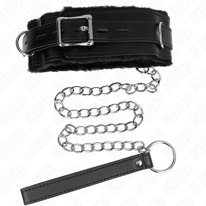 KINK - HALSBAND MIT LEINE 65 CM MIT EINSCHRÄNKUNGEN SCHWARZ 36-42 CM - 5,5 CM - INTIM SPACE Online Sexshop