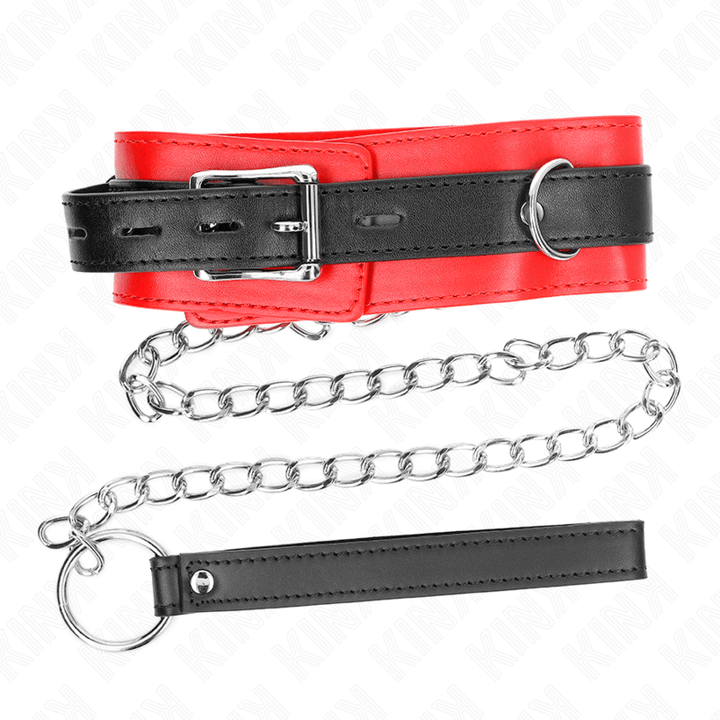 KINK - HALSBAND MIT GÜRTEL 65 CM MIT RIEMEN ROT 54 - 4,5 CM - INTIM SPACE Online Sexshop