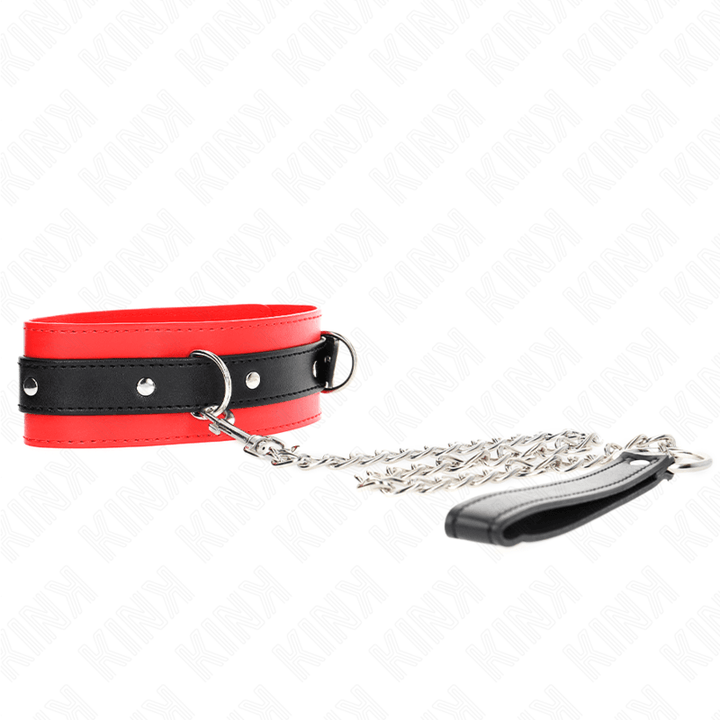 KINK - HALSBAND MIT GÜRTEL 65 CM MIT RIEMEN ROT 54 - 4,5 CM - INTIM SPACE Online Sexshop