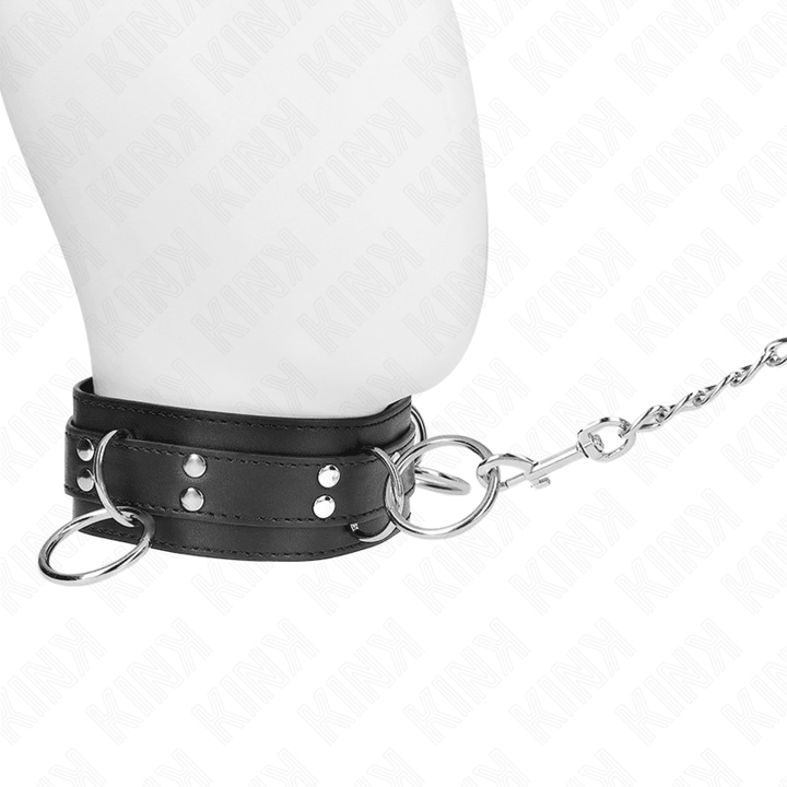 KINK - 3-RING-SKLAVEREI-HALSKETTE MIT BAND 80 CM 53 - 5 CM - INTIM SPACE Online Sexshop