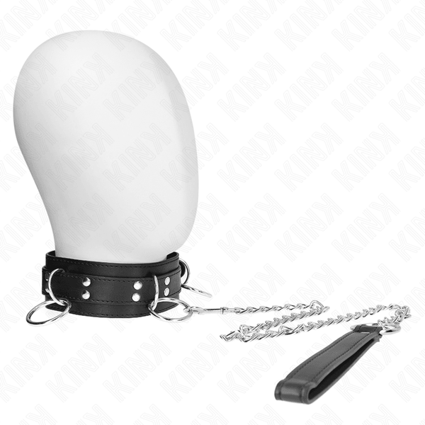 KINK - 3-RING-SKLAVEREI-HALSKETTE MIT BAND 80 CM 53 - 5 CM - INTIM SPACE Online Sexshop