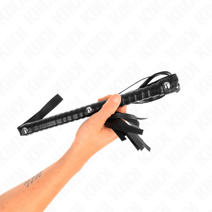 KINK - PEITSCHE MIT SCHWARZEM STRUKTURIERTEM GRIFF 48,5 CM - INTIM SPACE Online Sexshop