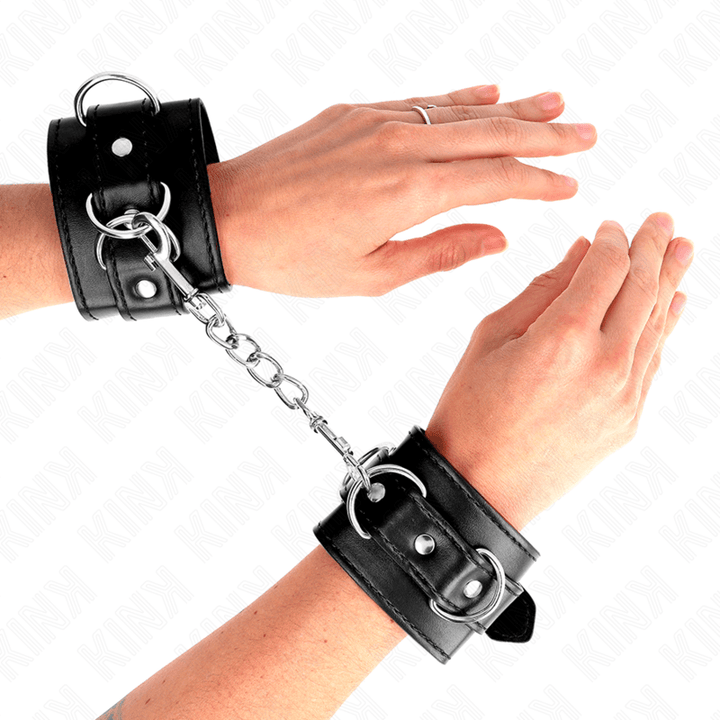 KINK - 3 D-RING HANDGELENKFESSELN VERSTELLBAR SCHWARZ 17,5-25 CM - 6 CM - INTIM SPACE Online Sexshop