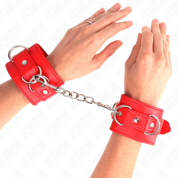 KINK - 3 D-RING HANDGELENKFESSELN VERSTELLBAR ROT 17,5-25 CM - 6 CM - INTIM SPACE Online Sexshop