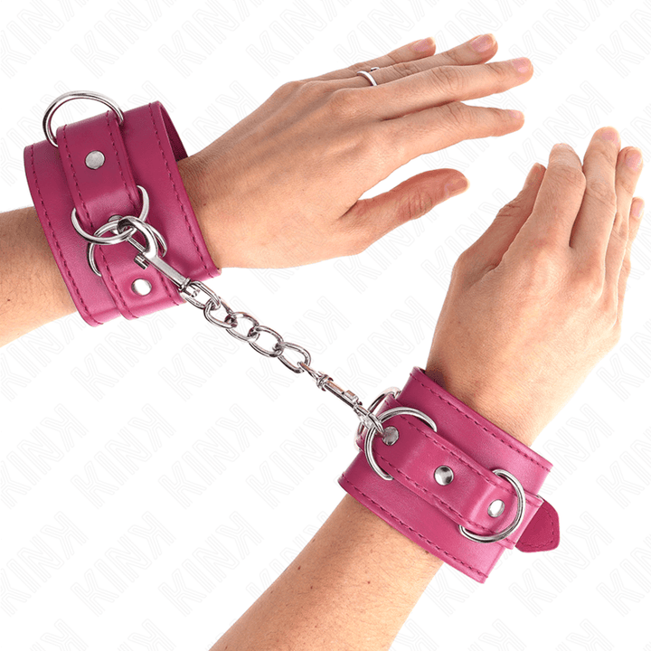 KINK - 3 D-RING HANDGELENKFESSELN VERSTELLBAR ROSA 17,5-25 CM - 6 CM - INTIM SPACE Online Sexshop