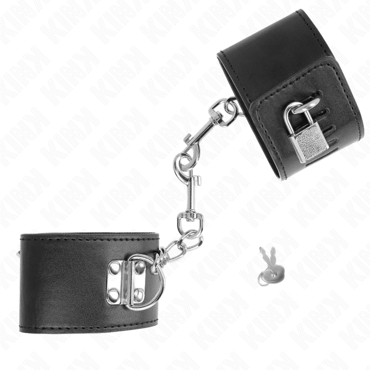 KINK - HANDGELENKFESSELN MIT VORHÄNGESCHLOSS VERSCHLUSS SCHWARZ VERSTELLBAR 16-23 CM - 5,5 CM - INTIM SPACE Online Sexshop