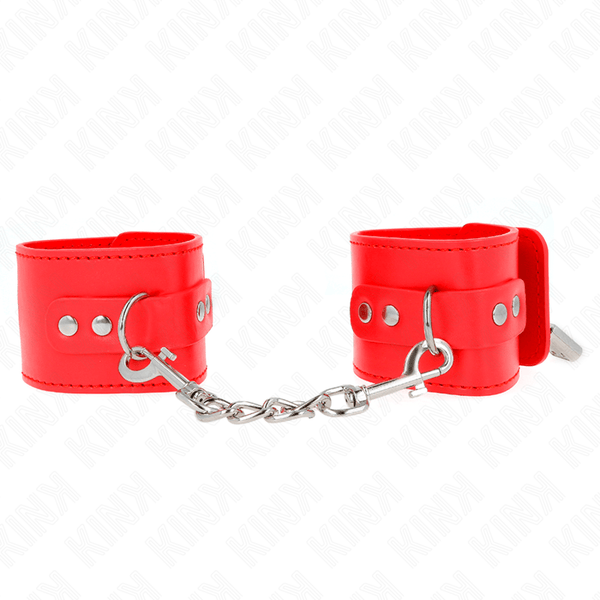 KINK - HANDGELENKFESSELN MIT VORHÄNGESCHLOSS VERSCHLUSS ROT VERSTELLBAR 16-23 CM - 5,5 CM - INTIM SPACE Online Sexshop