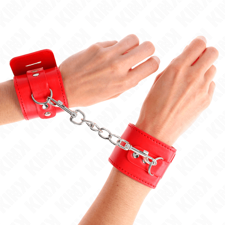 KINK - HANDGELENKFESSELN MIT VORHÄNGESCHLOSS VERSCHLUSS ROT VERSTELLBAR 16-23 CM - 5,5 CM - INTIM SPACE Online Sexshop