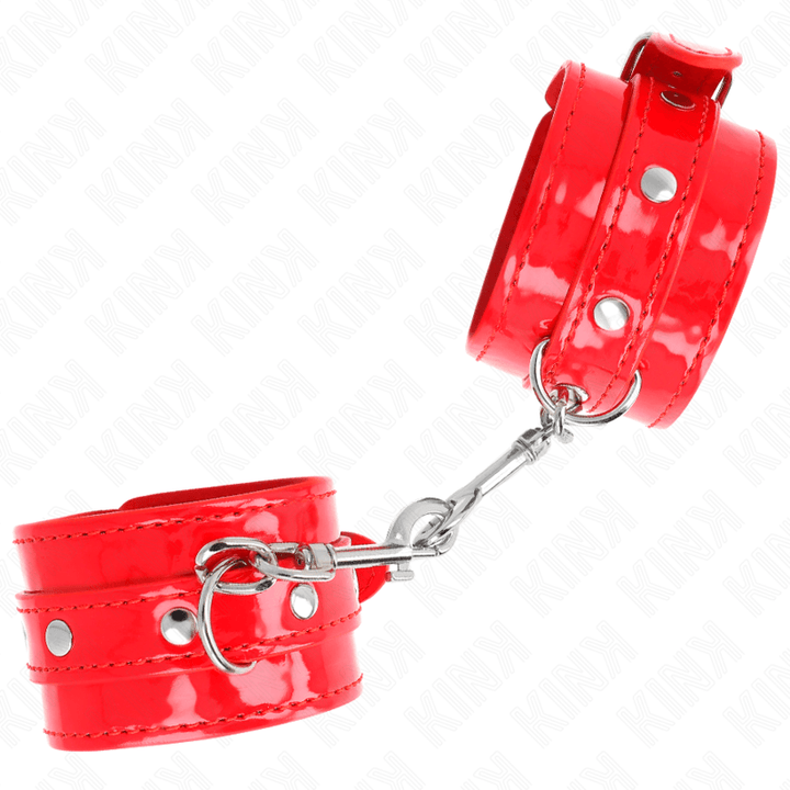 KINK - GLÄNZENDE HANDMANSCHETTEN ROT VERSTELLBAR 23-33 CM - INTIM SPACE Online Sexshop