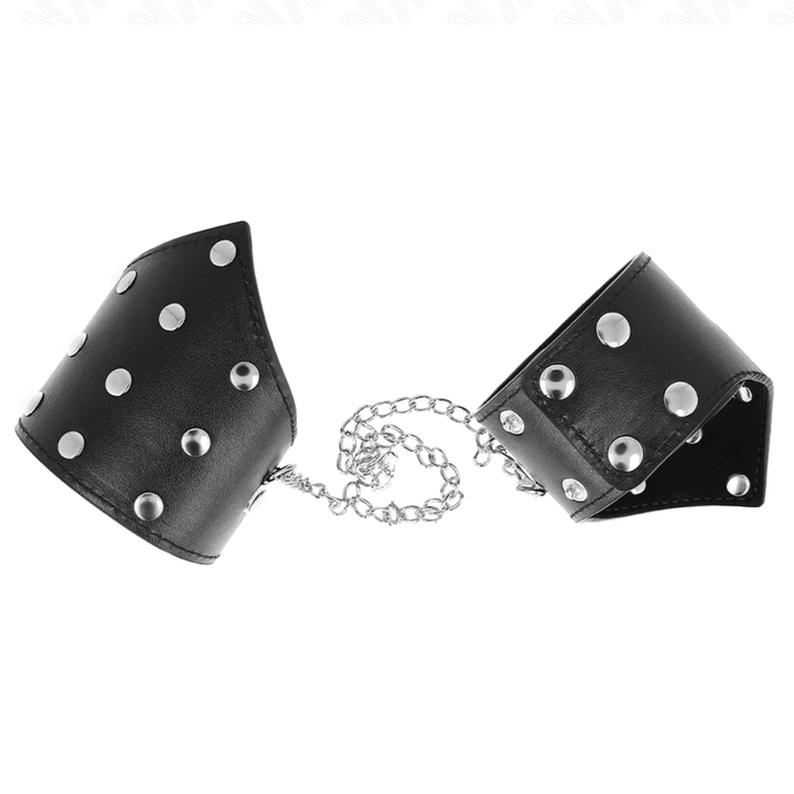 KINK - SCHWARZE ARMBÄNDER IM POINT-STIL MIT KETTE, VERSTELLBAR 17-23 CM - 8,5 CM - INTIM SPACE Online Sexshop