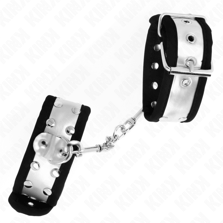 KINK - DÜNNE HANDGELENKSFESSELN SCHWARZ/SILBER 30 - 4 CM - INTIM SPACE Online Sexshop