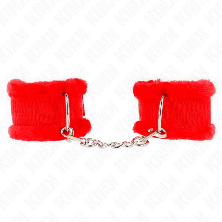 KINK - PELZGEFÜTTERTE HANDGELENKFESSELN ROT VERSTELLBAR 17-31 CM - 7 CM - INTIM SPACE Online Sexshop