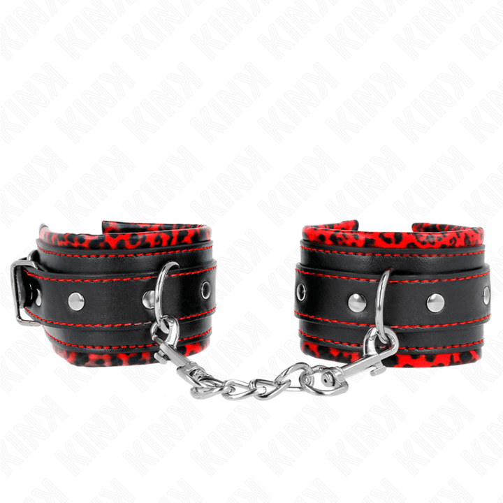 KINK - PELZGEFÜTTERTE HANDGELENKFESSELN ROT/SCHWARZ VERSTELLBAR 17-29 CM - 6 CM - INTIM SPACE Online Sexshop