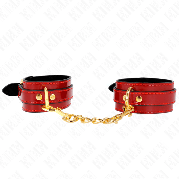 KINK - JOANNA ANGEL HANDGELENKMANSCHETTEN ROT VERSTELLBAR MIT GOLDKETTE 16,5-26 CM - 4 CM - INTIM SPACE Online Sexshop