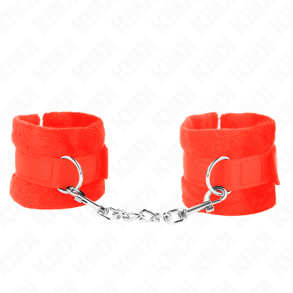 KINK - BEGINNER PELZHANDMANSCHETTEN ROT 30 - 7 CM - INTIM SPACE Online Sexshop