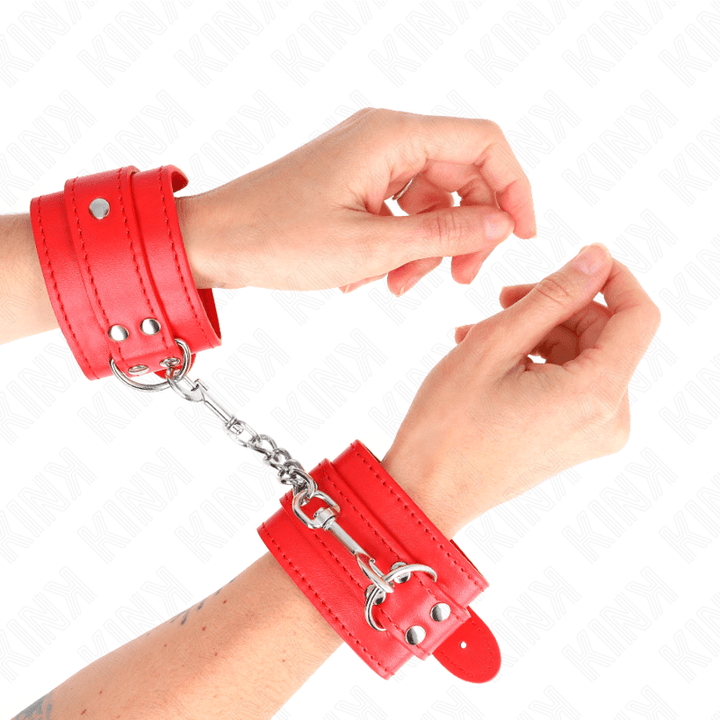 KINK - EINFACHE HANDGELENKSFESSELN ROT VERSTELLBAR 20-23 CM - 5,5 CM - INTIM SPACE Online Sexshop