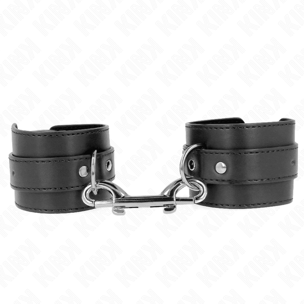 KINK - HANDGELENKFESSELN - EINZELNE NIETENREIHE UND GROSSE SCHNALLE SCHWARZ VERSTELLBAR 17-28 CM - 5 CM - INTIM SPACE Online Sexshop