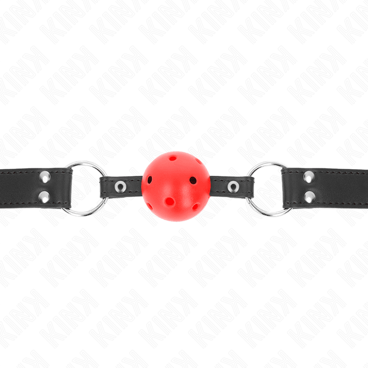 KINK - ATMUNGSAKTIVER BALL - CM KNEBEL MIT DOPPELNIET LEDER 62,5 - 2,5 CM VERSTELLBAR 42-58 CM - INTIM SPACE Online Sexshop