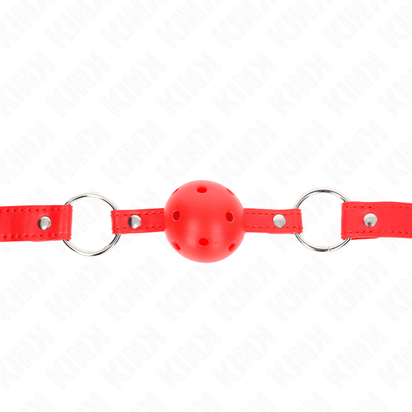 KINK - ATMUNGSAKTIVER BALL - CM KNEBEL MIT DOPPELNIET MODELL - ROT 62,5 - 2,5 CM VERSTELLBAR 42-58 CM - INTIM SPACE Online Sexshop