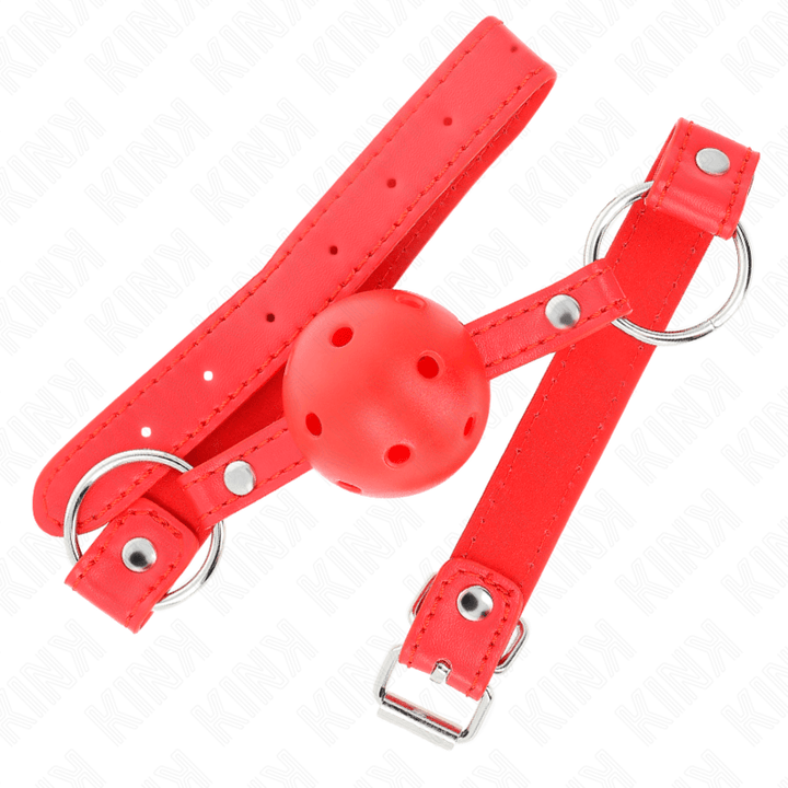 KINK - ATMUNGSAKTIVER BALL - CM KNEBEL MIT DOPPELNIET MODELL - ROT 62,5 - 2,5 CM VERSTELLBAR 42-58 CM - INTIM SPACE Online Sexshop