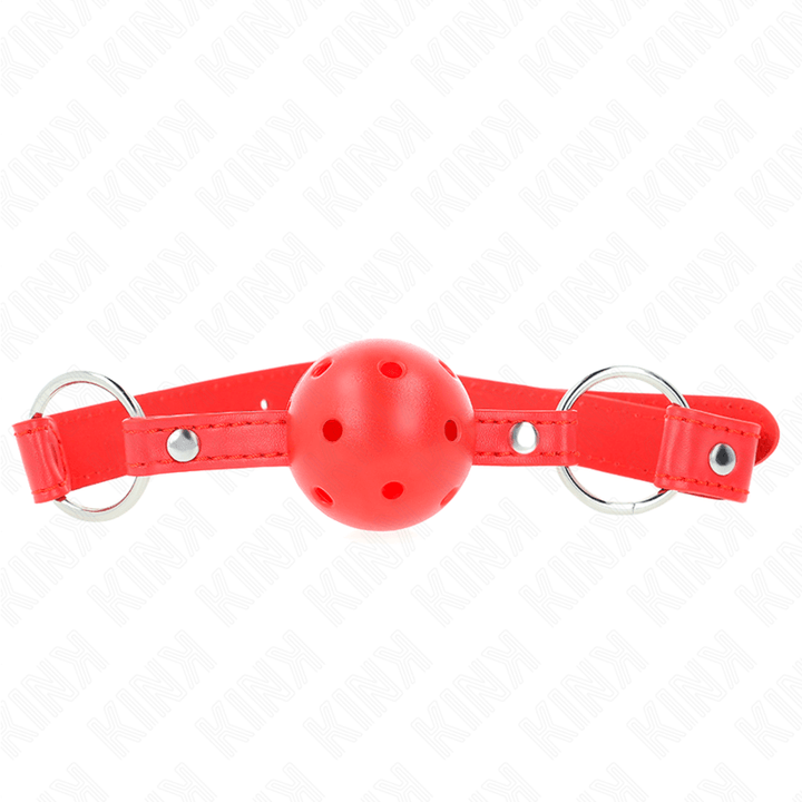 KINK - ATMUNGSAKTIVER BALL - CM KNEBEL MIT DOPPELNIET MODELL - ROT 62,5 - 2,5 CM VERSTELLBAR 42-58 CM - INTIM SPACE Online Sexshop