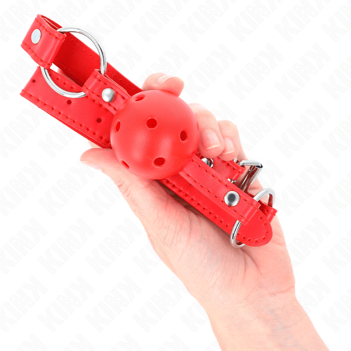 KINK - ATMUNGSAKTIVER BALL - CM KNEBEL MIT DOPPELNIET MODELL - ROT 62,5 - 2,5 CM VERSTELLBAR 42-58 CM - INTIM SPACE Online Sexshop