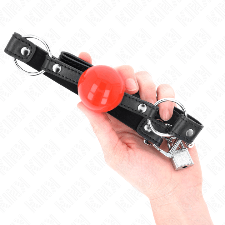 KINK - BALL - CM KNEBEL MIT SCHLOSS ROTER BALL SCHWARZER GURT 60 - 2 CM - INTIM SPACE Online Sexshop