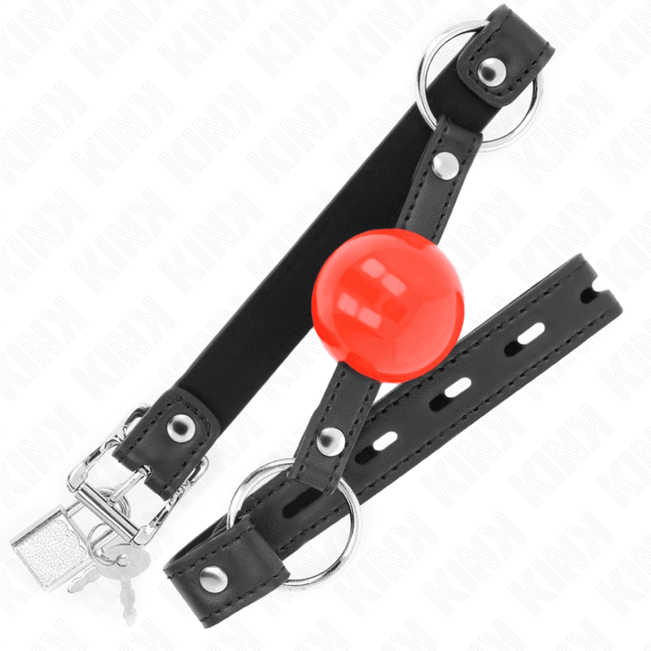 KINK - BALL - CM KNEBEL MIT SCHLOSS ROTER BALL SCHWARZER GURT 60 - 2 CM - INTIM SPACE Online Sexshop