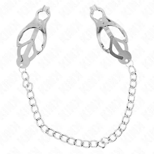 KINK - JAPANISCHE KLEEBLATT-NIPPELKLAMMERN MIT KETTE SILBER 30 CM - INTIM SPACE Online Sexshop