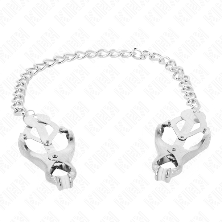 KINK - JAPANISCHE KLEEBLATT-NIPPELKLAMMERN MIT KETTE SILBER 30 CM - INTIM SPACE Online Sexshop