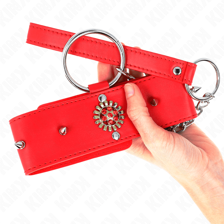 KINK - ROTE DIAMANTKETTE MIT GÜRTEL 65 CM VERSTELLBAR 35-51 CM - 7 CM - INTIM SPACE Online Sexshop