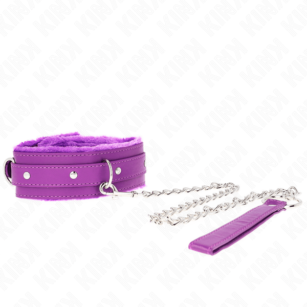 KINK - HALSBAND MIT LEINE 65 CM MIT EINSCHRÄNKUNGEN LILA 36-42 CM - 5,5 CM - INTIM SPACE Online Sexshop