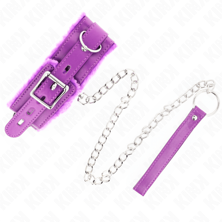 KINK - HALSBAND MIT LEINE 65 CM MIT EINSCHRÄNKUNGEN LILA 36-42 CM - 5,5 CM - INTIM SPACE Online Sexshop