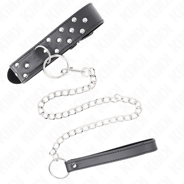 KINK - RING NIETEN BAND HALSKETTE MIT GÜRTEL 65 CM SCHWARZ VERSTELLBAR 36-50 CM - 3,8 CM - INTIM SPACE Online Sexshop