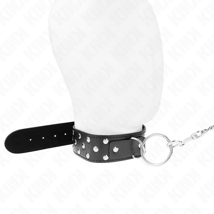 KINK - RING NIETEN BAND HALSKETTE MIT GÜRTEL 65 CM SCHWARZ VERSTELLBAR 36-50 CM - 3,8 CM - INTIM SPACE Online Sexshop