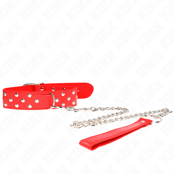 KINK - RING NIETEN BAND HALSKETTE MIT GÜRTEL 65 CM ROT VERSTELLBAR 36-50 CM - 3,8 CM - INTIM SPACE Online Sexshop