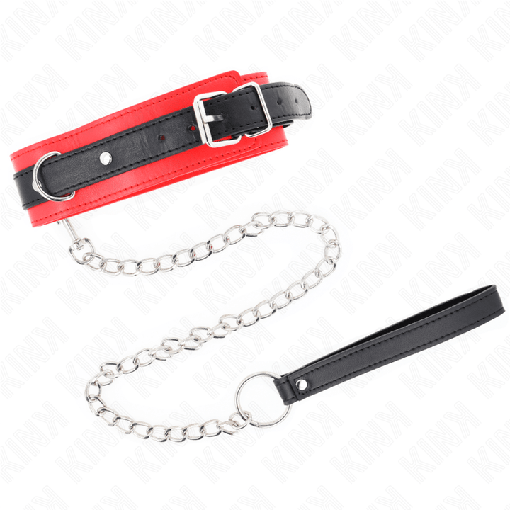 KINK - BASISMODELL HALSBAND MIT LEINE 65 CM MODELL - ROT 53 - 5 CM - INTIM SPACE Online Sexshop