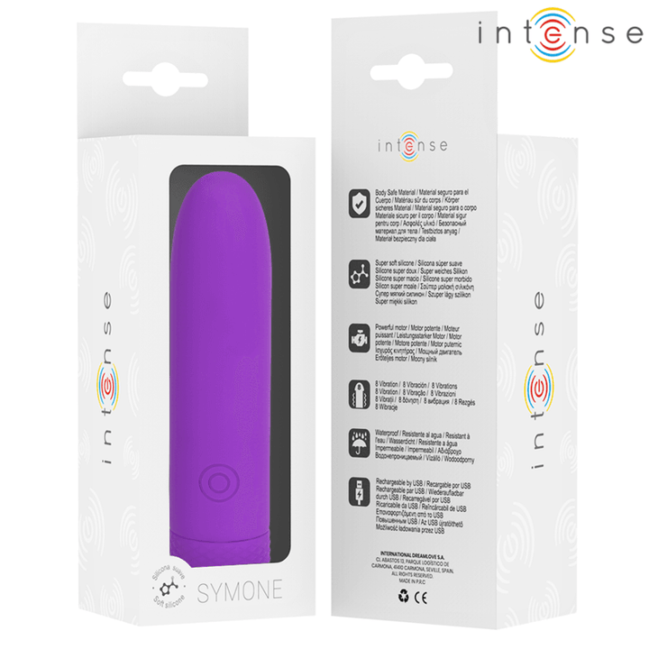 INTENSE - SYMONE USB WIEDERAUFLADBARER VIBRIERENDER BULLET - VIBRATIONEN LILA 10 - 2,2 CM - INTIM SPACE Online Sexshop