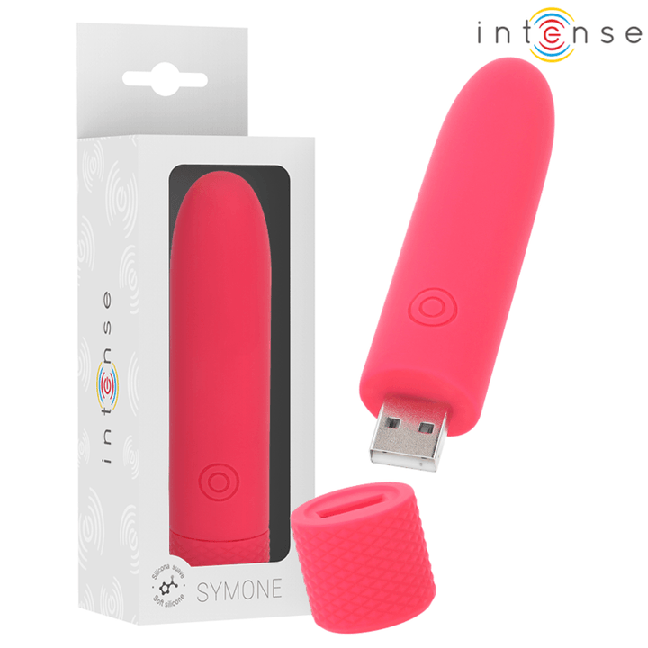 INTENSE - SYMONE USB WIEDERAUFLADBARER VIBRIERENDER BULLET - VIBRATIONEN ROT 10 - 2,2 CM - INTIM SPACE Online Sexshop