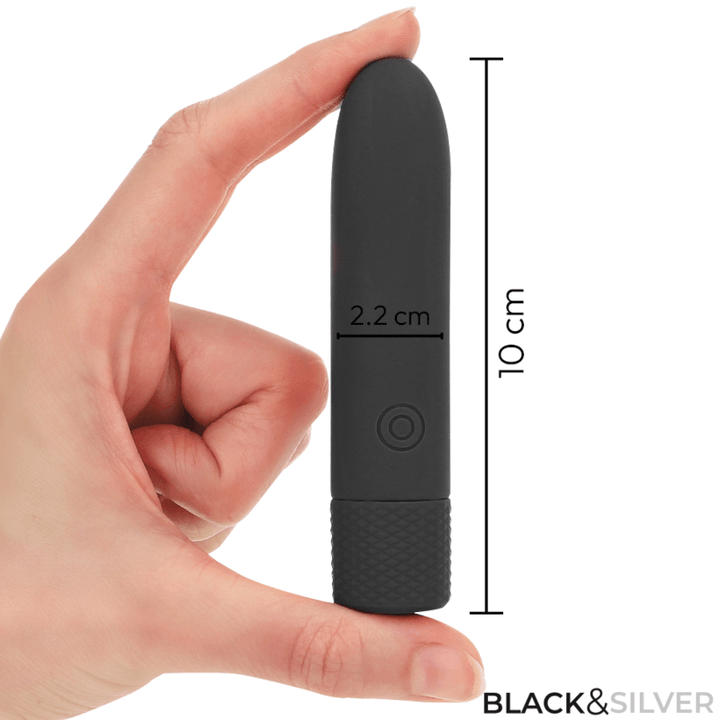 BLACK - SILVER - GERI USB WIEDERAUFLADBARER VIBRIERENDER BULLET - VIBRATIONEN SCHWARZ 10 - 2,2 CM - INTIM SPACE Online Sexshop