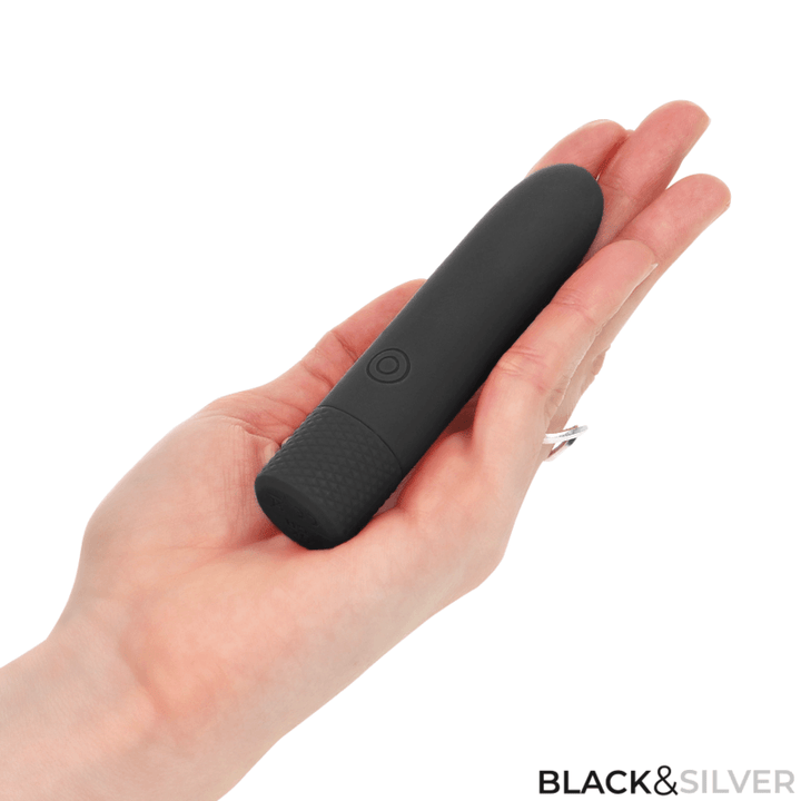 BLACK - SILVER - GERI USB WIEDERAUFLADBARER VIBRIERENDER BULLET - VIBRATIONEN SCHWARZ 10 - 2,2 CM - INTIM SPACE Online Sexshop